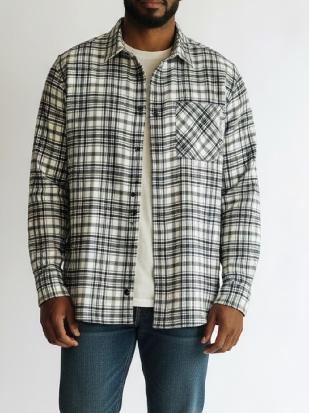 Outdoor Research Men's Kulshan Long Sleeve Button Up Flannel Shirt Bone Plaid M